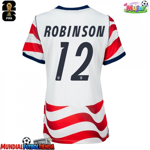 Camiseta Estados Unidos Miles Robinson #12 Primera Equipación Replica Mundial 2026 para mujer mangas cortas
